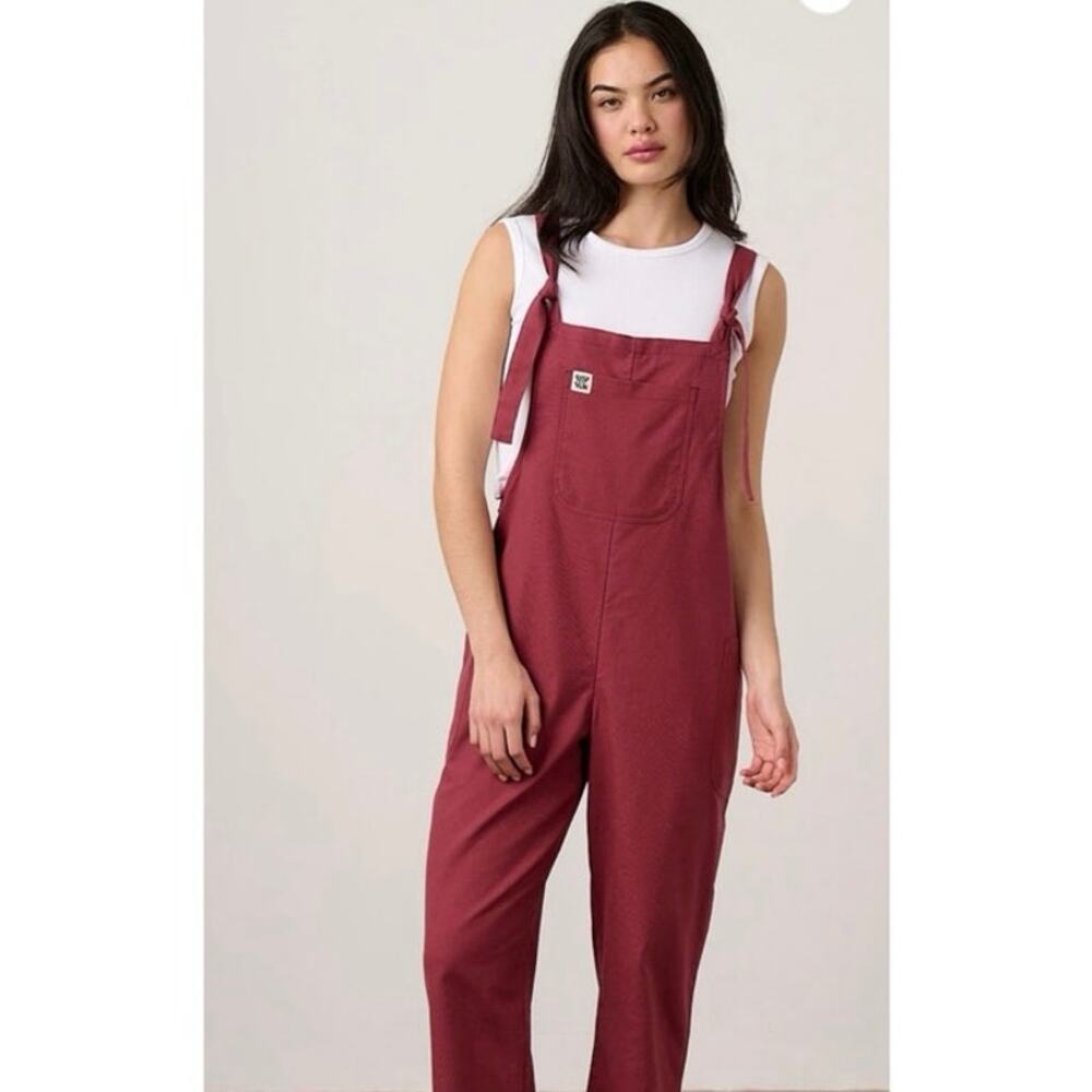 Lucy & Yak US Size 10 Organic Cotton Overalls Burgundy Dungarees
